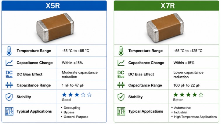  X5R vs X7R MLCC