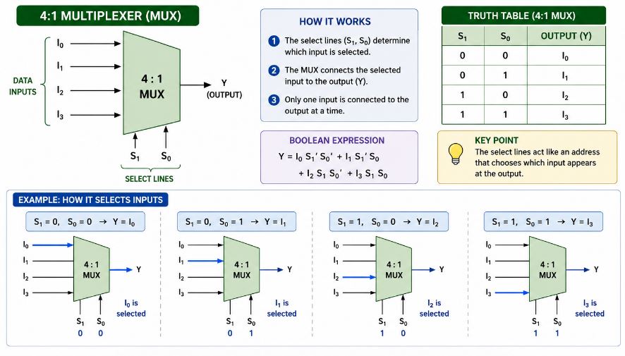 Multiplexers Work in Digital Circuits